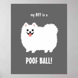 Mijn BFF is een POOF BAL Pomeranian - Aanpasbaar Poster