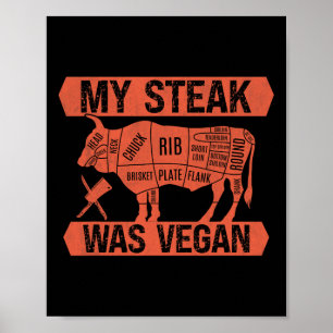 Mijn biefstuk was veganistisch grappig vleeseter b poster
