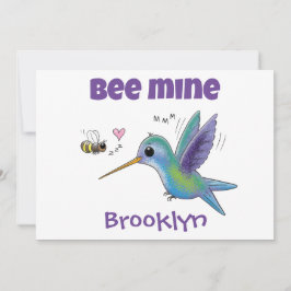 Mijn bijtje schattige valentijnsdag kolibrie bij feestdagenkaart