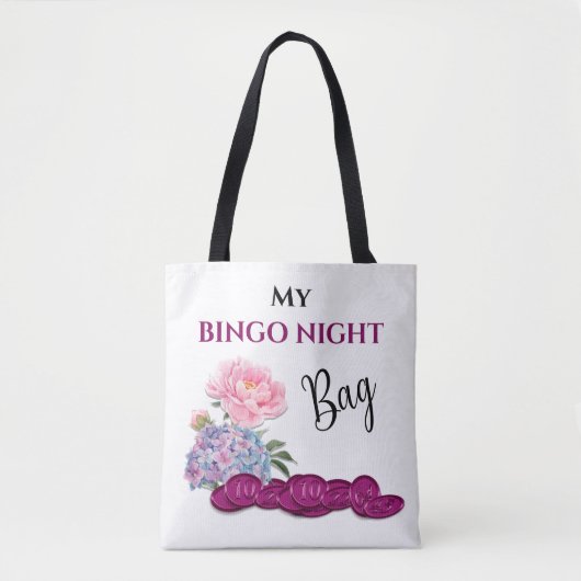 Mijn Bingo Night Bag Bingo Kaart Chips Flowers Draagtas (Voorkant)