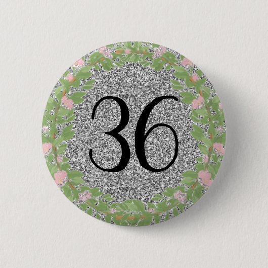 Mijn 'Birthday Silver Glitter Classic' Ronde Button 5,7 Cm (Voorkant)
