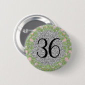 Mijn 'Birthday Silver Glitter Classic' Ronde Button 5,7 Cm (Voorkant /achterkant)