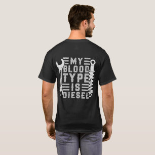 Mijn bloedgroep is een grappige dieselmonteur t-shirt