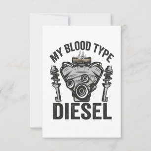 Mijn bloedtype Diesel Funny Auto Mechanic Handyman Bedankkaart