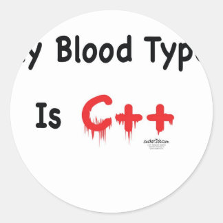 Mijn bloedtype is c++ ronde sticker