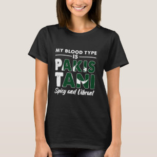 Mijn bloedtype is Pakistaans Pittig en levendig T-shirt
