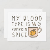 Mijn bloedtype is pompoenen briefkaart (Voorkant / Achterkant)
