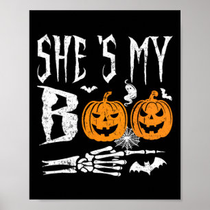 Mijn boek Skelet Hand Pompoen Halloween Matching F Poster