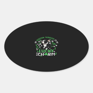 Mijn Boston Terrier is mijn Lucky Charm Paw Dog Ovale Sticker