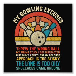 Mijn Bowling Excuses Retro Funny Bowler Bowl Foto Afdruk