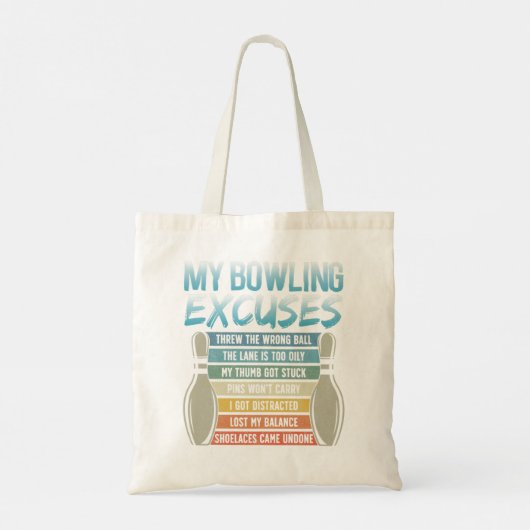 Mijn Bowling Excuses Retro Ten Pin Funny Bow Tote Bag (Achterkant)