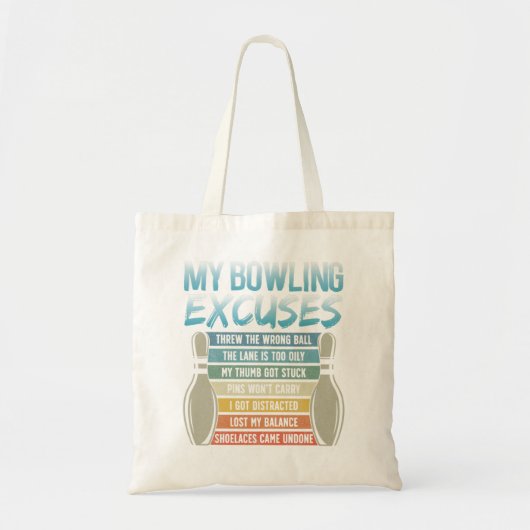 Mijn Bowling Excuses Retro Ten Pin Funny Bow Tote Bag (Voorkant)