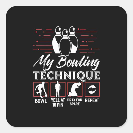 Mijn Bowling-techniek Vierkante Sticker (Voorkant)