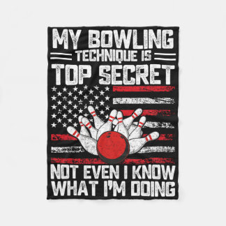 Mijn bowlingtechniek is Top Secret Funny Bowling 1 Fleece Deken