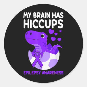 Mijn brein heeft hik Paarse lint epilepsie Ronde Sticker