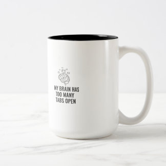 Mijn brein heeft te veel tabbladen open Grappig Sa Tweekleurige Koffiemok