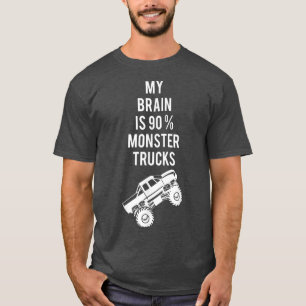 Mijn brein is 90 monstervrachtwagens off-road t-shirt