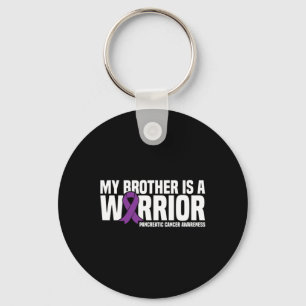 Mijn broer is een Warrior Pancreatic Cancer Awaren Sleutelhanger