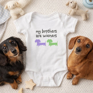 Mijn broers zijn worstjes | Dubbele Dachshund Romper