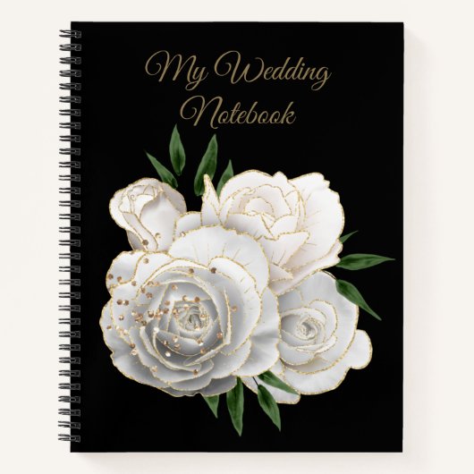 Mijn bruiloft Notitieboek Gold en witte rozen (Voorkant)