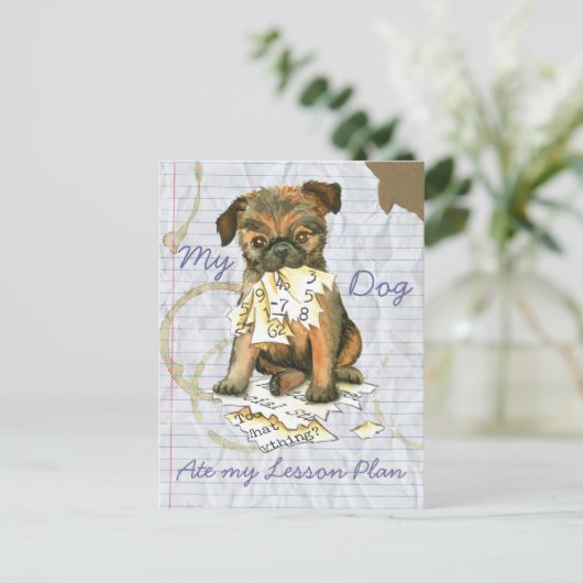 Mijn Brussels Griffon Ate Mijn Lesson Plan Briefkaart (Staand voorkant)