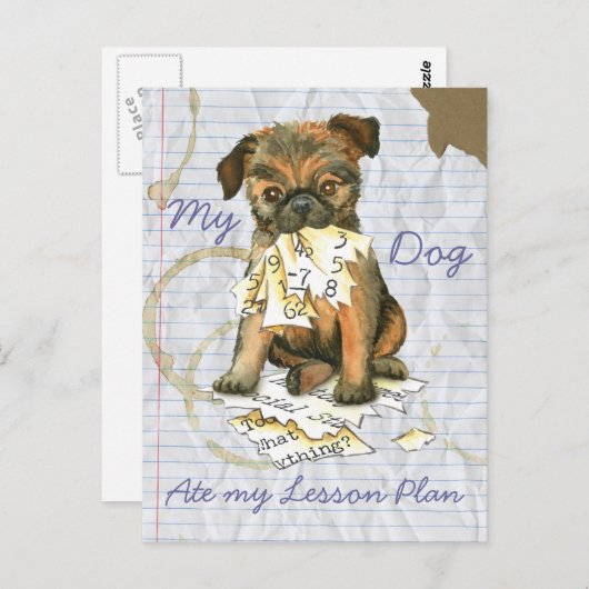 Mijn Brussels Griffon Ate Mijn Lesson Plan Briefkaart (Voorkant / Achterkant)
