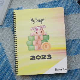 Mijn budget klaagt geld Koe op marmer met naam Planner