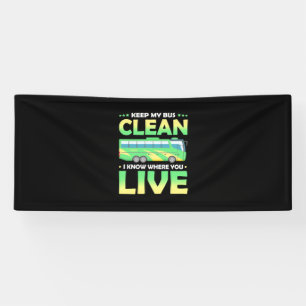 Mijn bus reinigen spandoek