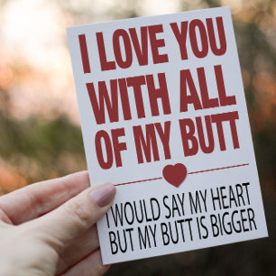 Mijn Butt Funny Valentijnse Typografie Briefkaart