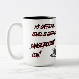 Mijn cafeïnegehalte wordt gevaarlijk laag! tweekleurige koffiemok