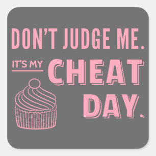 Mijn Cheat Day Roze Cupcake Diet Humor Vierkante Sticker