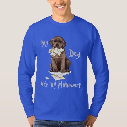 Mijn Chocolade Lab Ate mijn thuiswerk T-shirt (Voorkant)