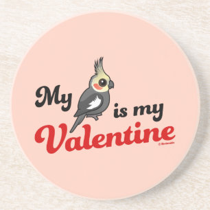 Mijn Cockatiel is mijn Valentijn Zandsteen Onderzetter