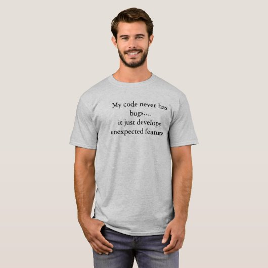 Mijn code heeft nooit insecten... Perl Script Humo T-shirt (Voorkant volledig)