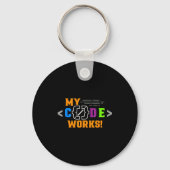 Mijn code werkt grappig programmeur codeersoftware sleutelhanger (Voorkant)