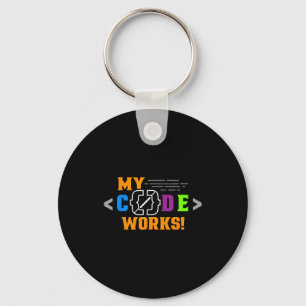 Mijn code werkt grappig programmeur codeersoftware sleutelhanger