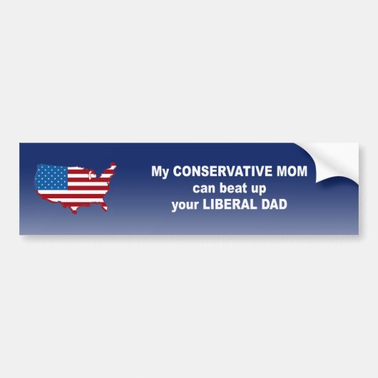 Mijn conservatieve moeder kan je liberale vader ve bumpersticker (Voorkant)