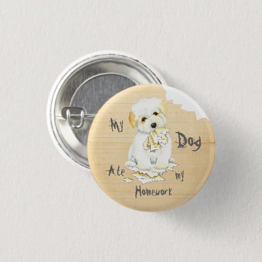 Mijn Coton Ate Mijn thuiswerk Ronde Button 3,2 Cm (Voorkant /achterkant)