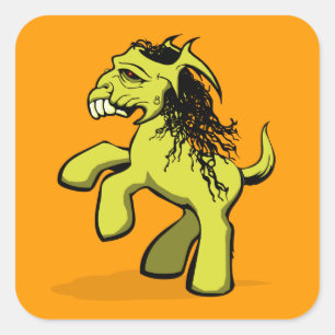 Mijn Creepy Little Pony (Geel) Vierkante Sticker