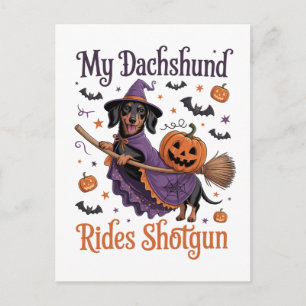 Mijn Dachshund rijdt shotgun Feestdagenkaart