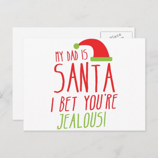 Mijn DAD is KERSTMAN I wedde u JALOERSE Grappig Feestdagenkaart (Voorkant / Achterkant)