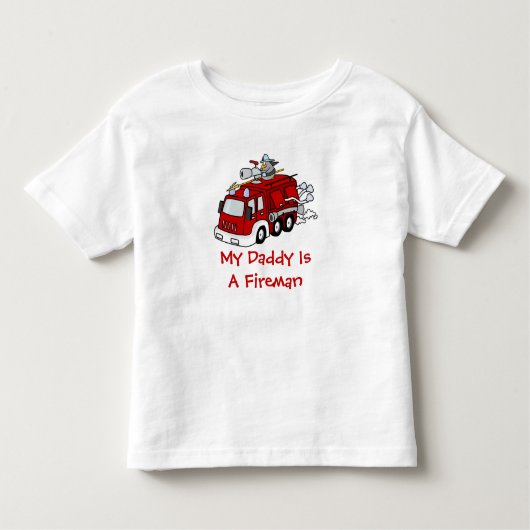 MIJN DADDY IS EEN FIREMAN Kinder Red Fire truck Shirts (Voorkant)
