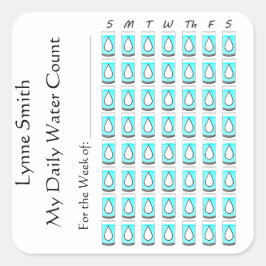 Mijn dagelijkse watertelling - een week vierkante sticker