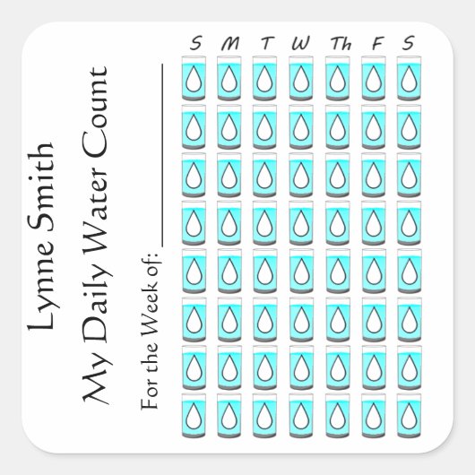 Mijn dagelijkse watertelling - een week vierkante sticker (Voorkant)