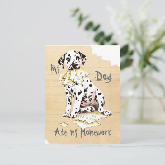 Mijn Dalmatian Ate Mijn thuiswerk Briefkaart (Staand voorkant)