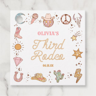 Mijn derde Rodeo Disco Cowgirl 3e verjaardag Bedankjes Labels