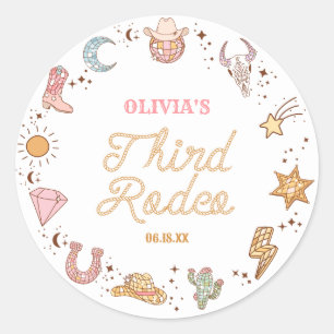 Mijn derde Rodeo Disco Cowgirl 3e verjaardag Ronde Sticker