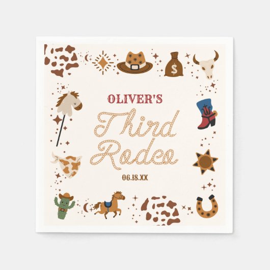 Mijn derde Rodeo Westerne Cowboy 3e verjaardagsfee Servet (Voorkant)