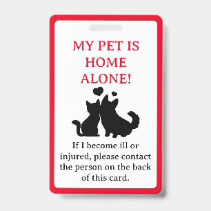Mijn dichter, Dog is Home Alone Card Sleutelhanger Badge