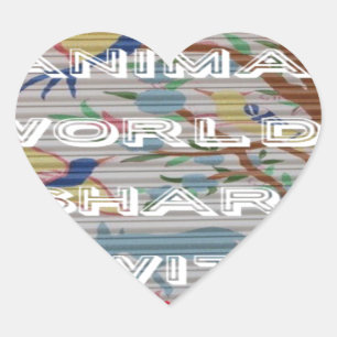 Mijn dierenwereld: prachtig boom- en vogelontwerp hart sticker